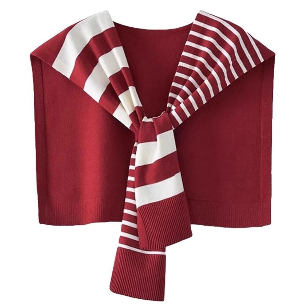 1934 Knitted Stripe Shawl Wraps For Women Designer Cardigan Vintage Scarf